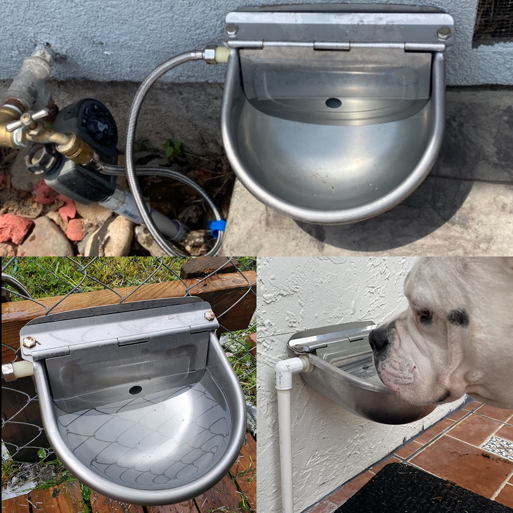 1 conjunto automático tigela de vaca alimentador de água inoxidável tubo flutuador de vaca cavalo cabra cão gado ovelhas tigela de água para gado