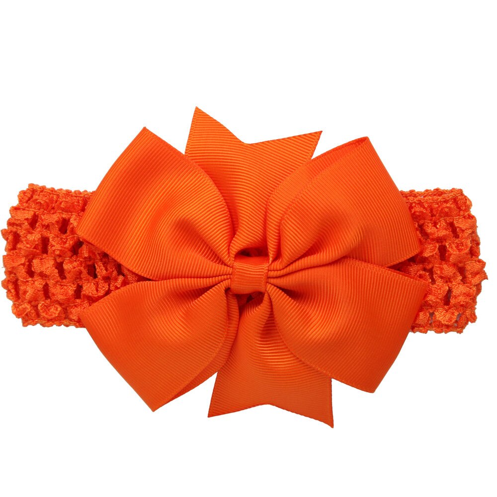 Baby Girl Bows Wave Headbands Big Bowknot Hair Accessories Cotton Wide Head Turban Infant Newborn Headbands Solid Headwraps: Orange