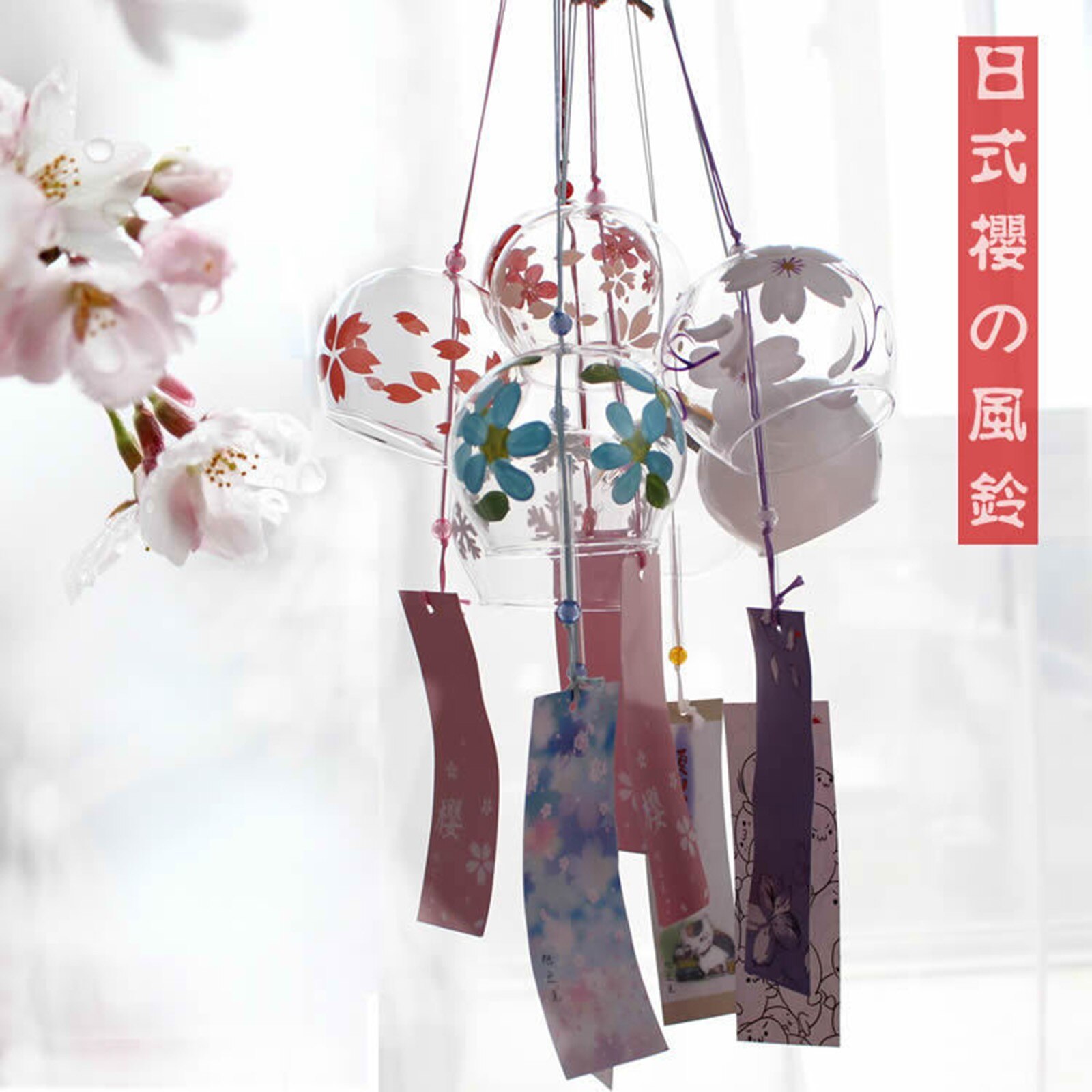 Japanese Style Wind Chimes Painted Hanging Pendant Room Balcony Decor Garden Decoration Outdoor Wind Spinner windspiel