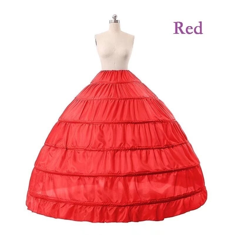 6 Hoops Vrouwen Vintage Retro Bridal Wedding Lange Crinoline Slips Petticoat Party Onderrok: Rood