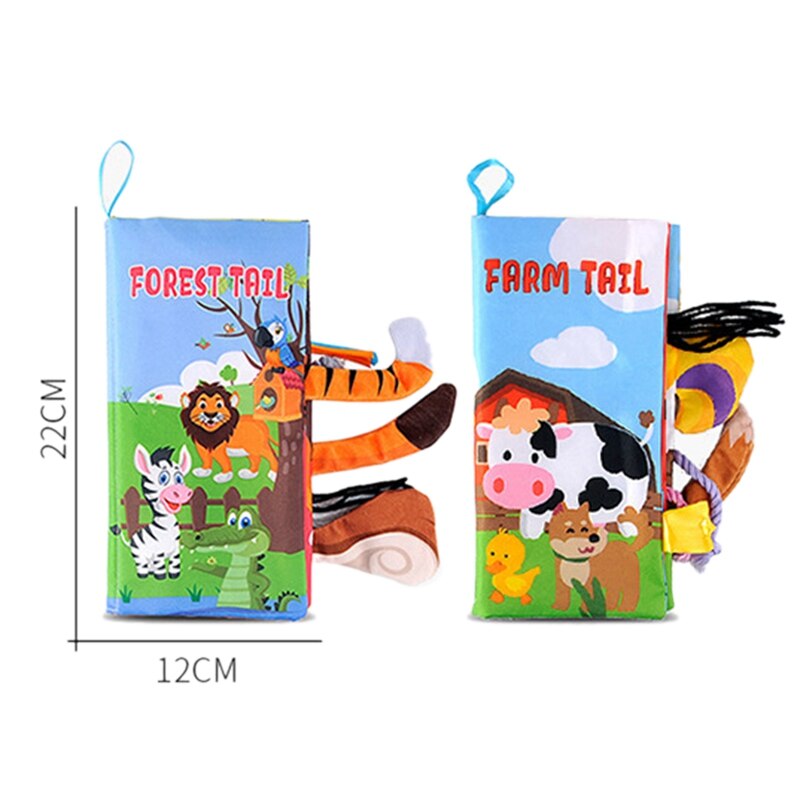 Infant 3 Style Baby Cloth Books Early Learning Educational Toys with Animals Tails Soft Cloth Development Books