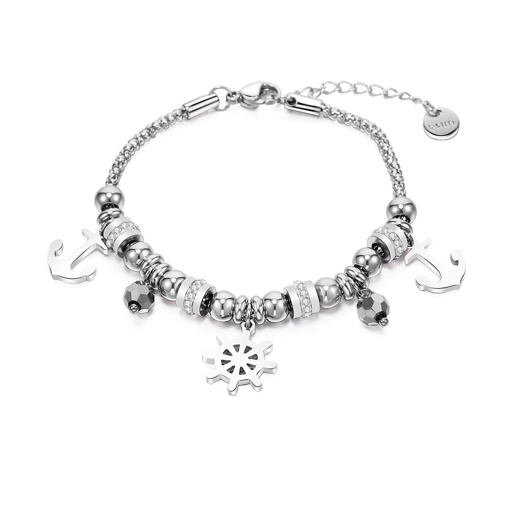 In Acciaio Inox Cat Luna Cuore Star Clover Pendenti E Ciondoli Braccialetto per Le Donne Perline di Cristallo Del Braccialetto di San Valentino Regali Gioelleria Raffinata E Alla Moda: BS32