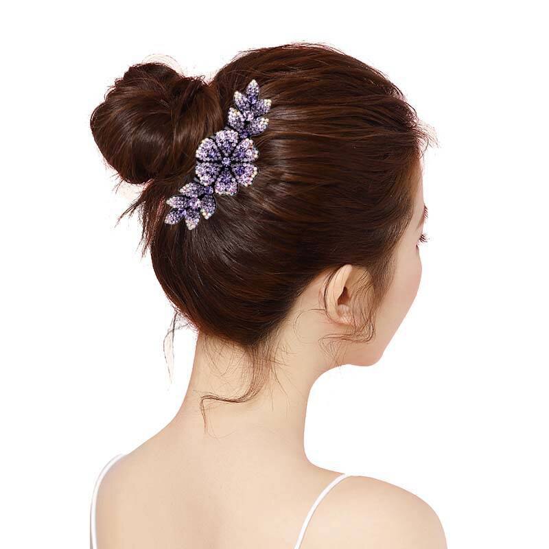 Blumen Intarsien Strass Haar Kämme Elegante Frauen Haar Zubehör Volle Strass Haarnadeln Clip Zubehör