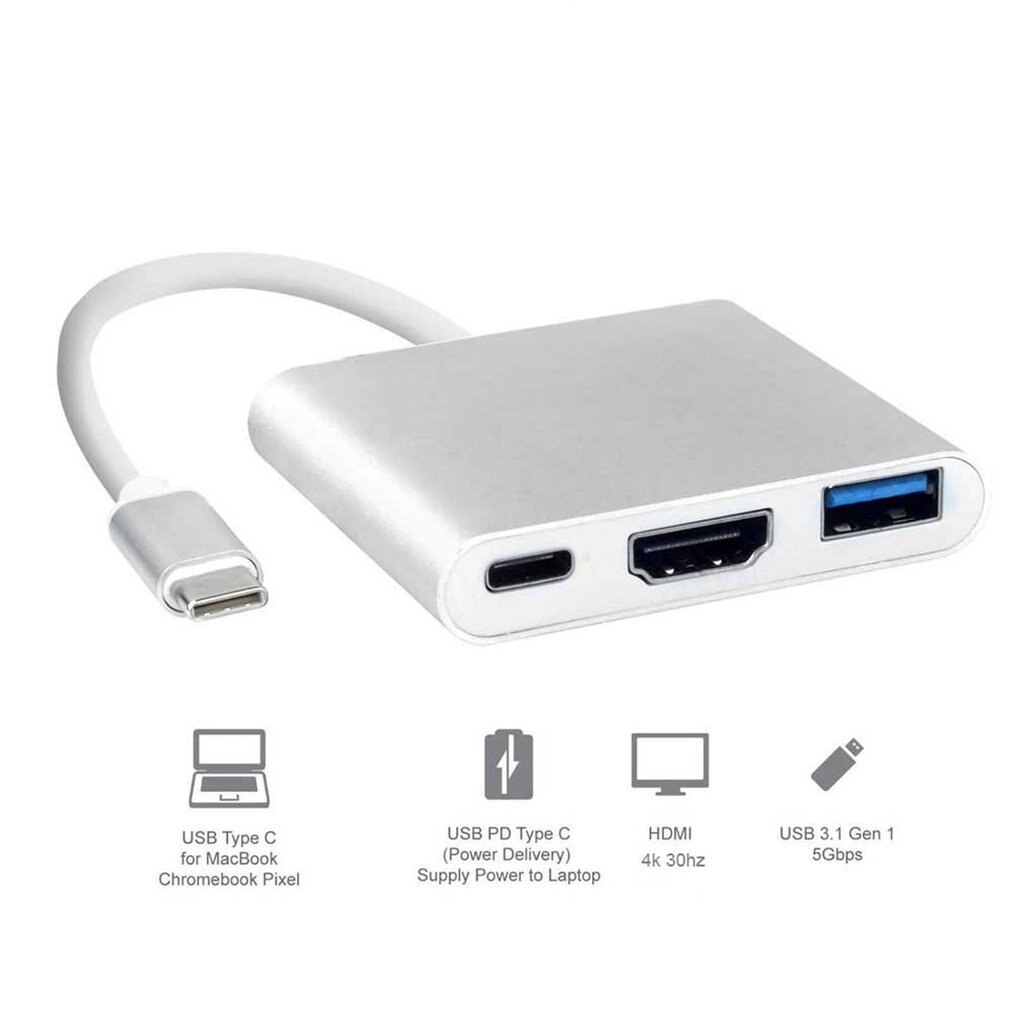 USB-C Naar Hdmi 3 In 1 Kabel Converter Voor Apple Macbook Usb 3.1 Thunderbolt 3 Type C Switch Naar Hdmi 4K Hub Adapter Kabel