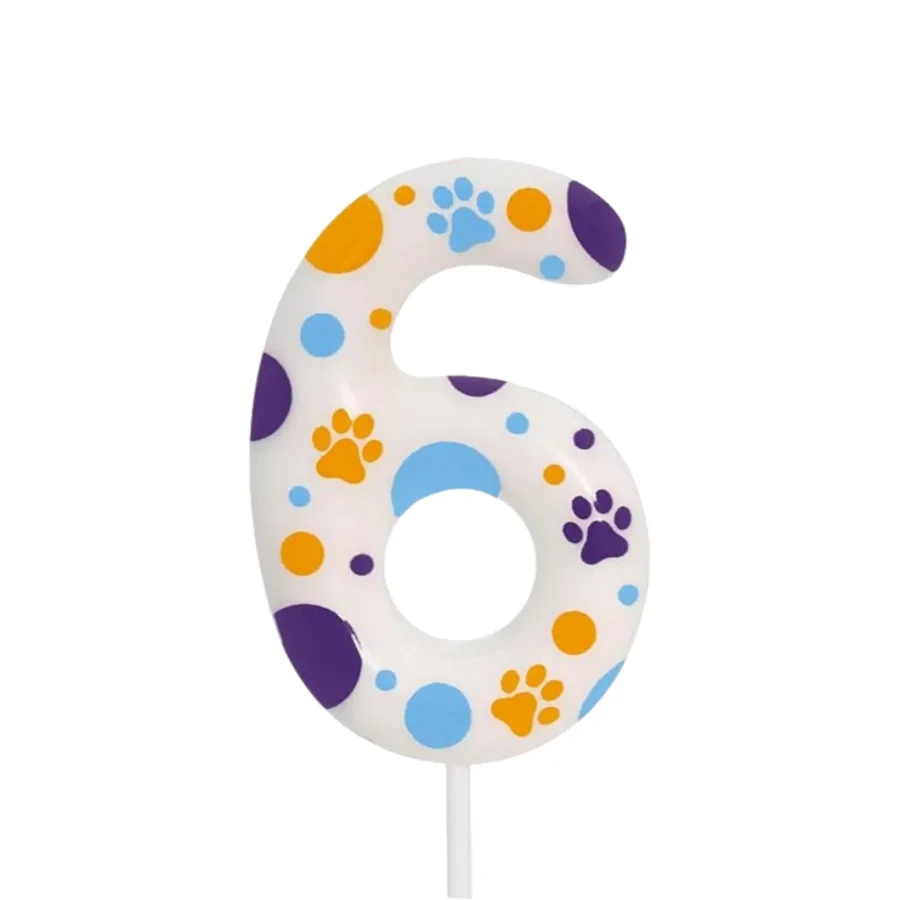 Bougies d'anniversaire imprimées sur le thème de la patte de chien bleue, fournitures de fête d'anniversaire, décoration de gâteau en patte, anniversaire: vert clair