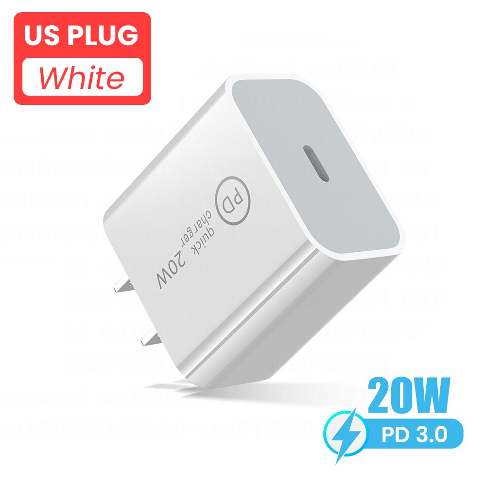 20W USB Type C Fast Charger For iPhone 13 12 Pro Quick Charge 4.0 QC3.0 PD USB Type C Fast Charging Travel Wall Charger EU/US: Single Port US