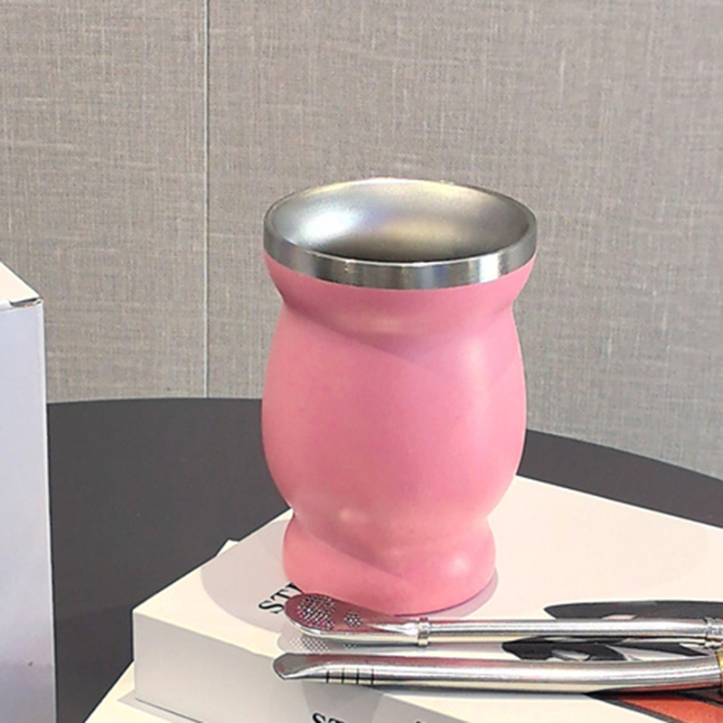 1 Set Yerba Mate Cup 304 Roestvrij Staal Dubbelwandige 8 Oz Yerba Mate Kalebas Cup Met Stro Lepel En Reinigingsborstel theewaar Sets: Army Green