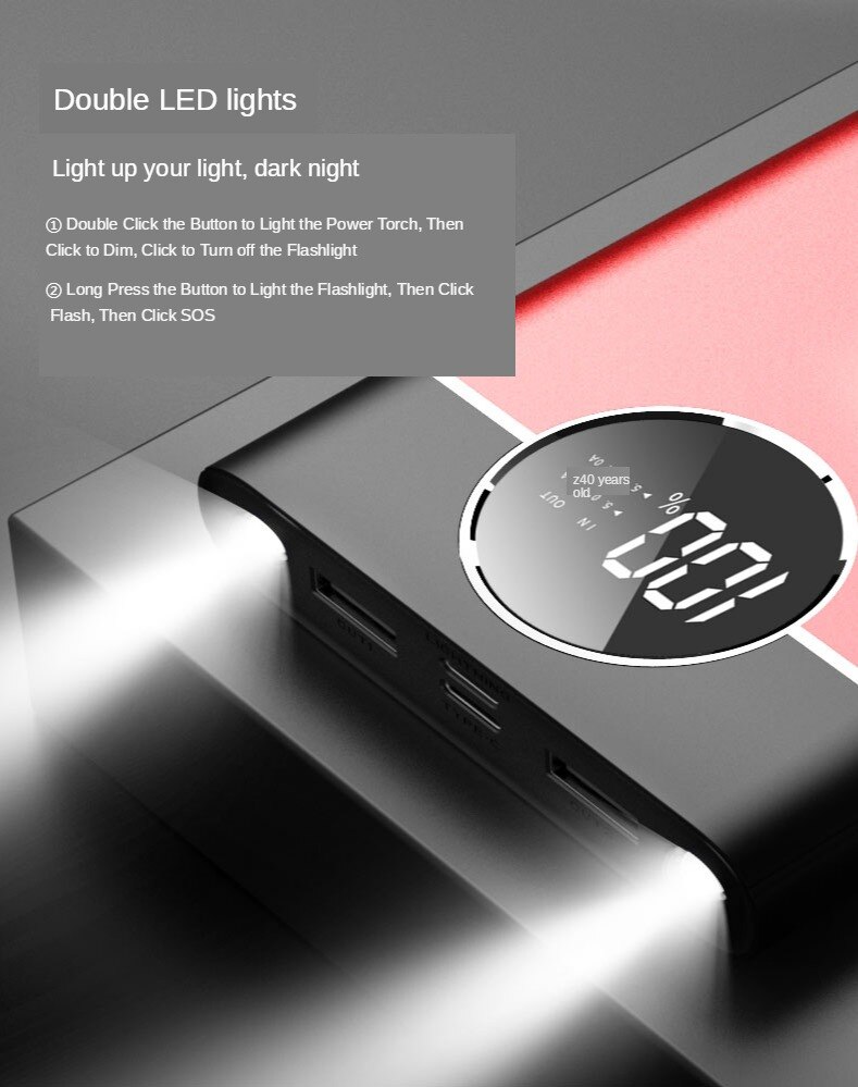 80000Mah Power Bank Grote Capaciteit Draagbare Snel Opladen Voor Iphone Samsung Xiaomi 2 Usb Externe Batterij Poverbank