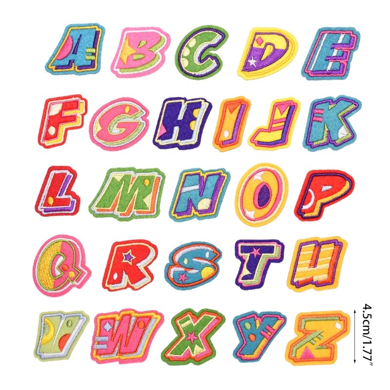 26 PCS Iron on Letters Patches Applique Sew on Patches Christmas Letter A-Z Patch Alphabet Embroidered Patches DIY