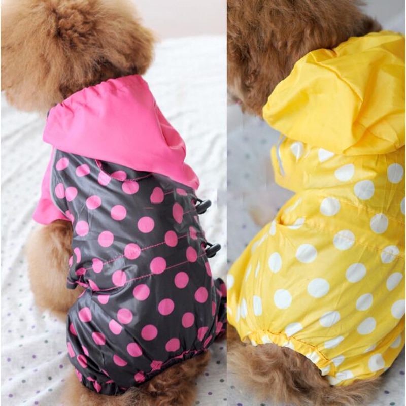 Kjæledyr hund regnfrakk nydelig polka dot kjæledyr regntøy justerbar snor vanntett hund frakk sikkerhet hund kappe for yorkshire terrier