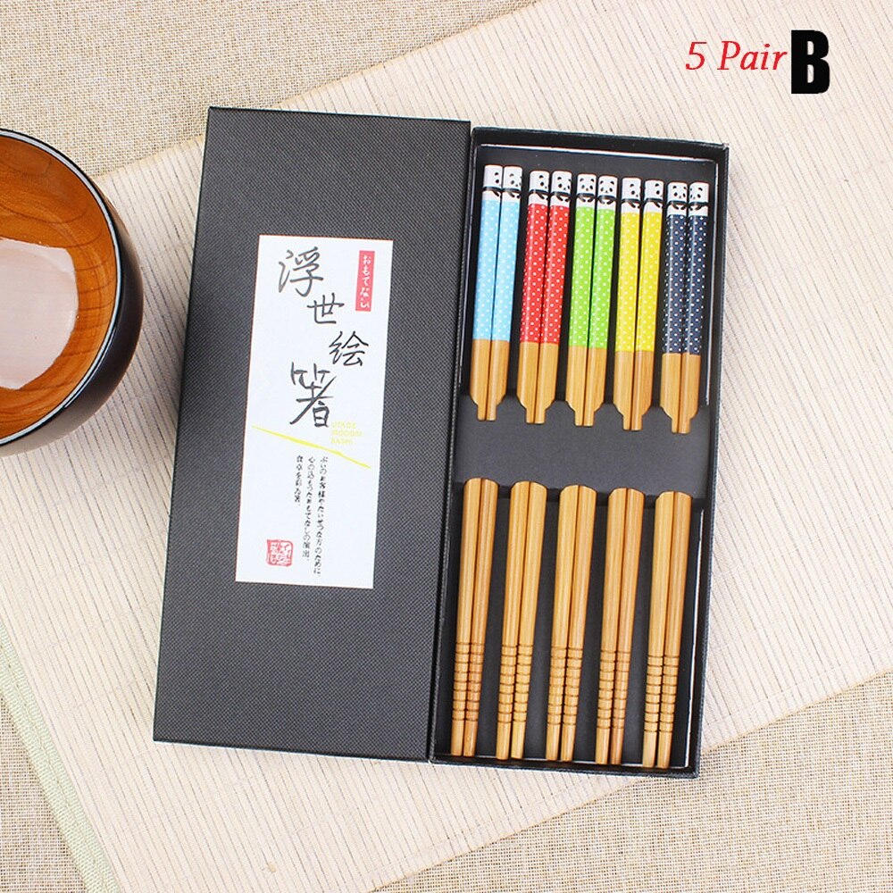 1/3/5 pairs Natural Bamboo Wooden Japanese Chopsticks sushi sticks Chinese Food Chopstick Set Dinnerware: 3