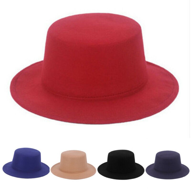Vintage mænd kvinder hårdt filt hat bred randen fedora trilby panama hat gangster sort rød kasket