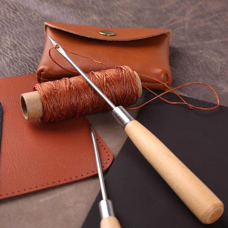 KAOBUY 2PCS Leather Wood Handle Sewing Awl For Leather Craft Sewing Hand Tools Accessories Durable Awl