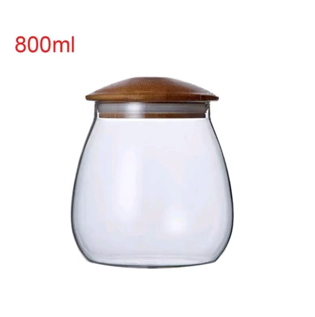 Household Mushroom Shape Glass Storage Bottles Miscellaneous Grains Sealed Cans Food Storage Jars Tea Leaf Coffee Beans Jars: 800ml