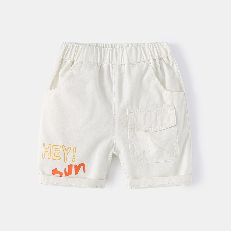 Cotton Summer Boys Shorts Letters Elastic Waist Toddler Cargo Pants Baby Trousers Kids Children Clothes: White / 5