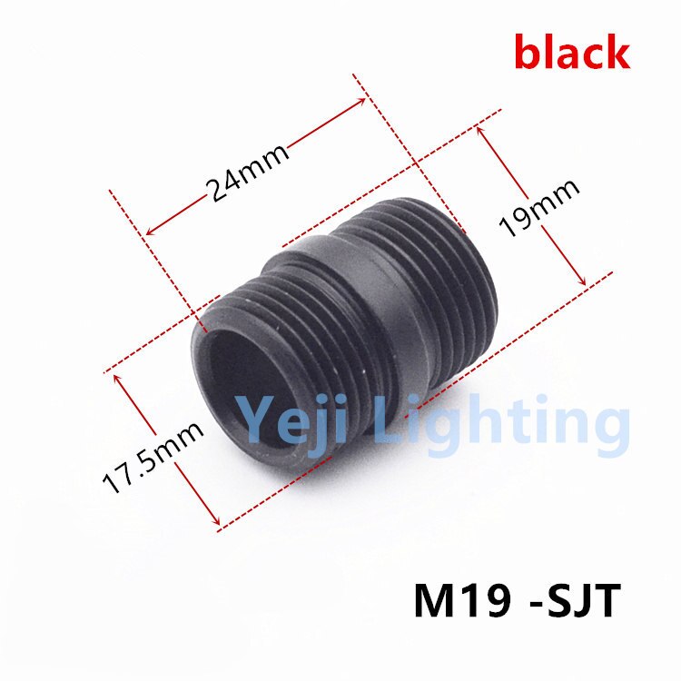 M16 M19 M25 lamp tooth tube adapter Wall lamp floor light tube connector outer thread inner thread pipe adapter tube connection: M19 - SJT - black