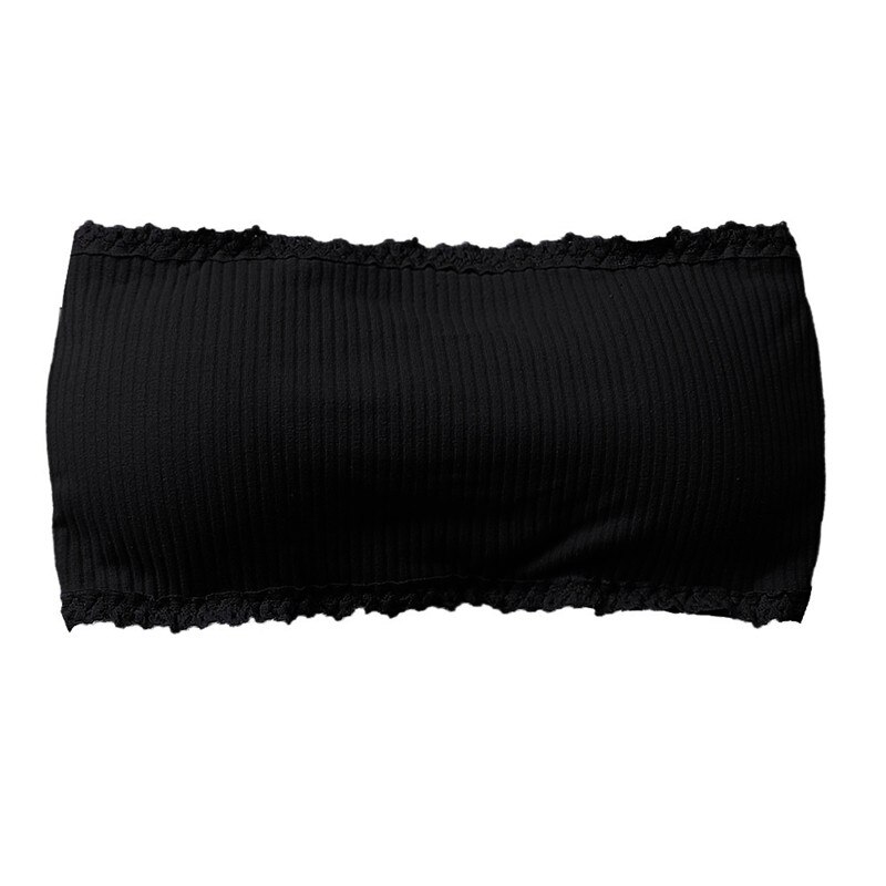 Sexy Summer Women Strapless Bra Tube Top Ladies Stretch Sexy Tube Top Seamless Padded Underwear: Black