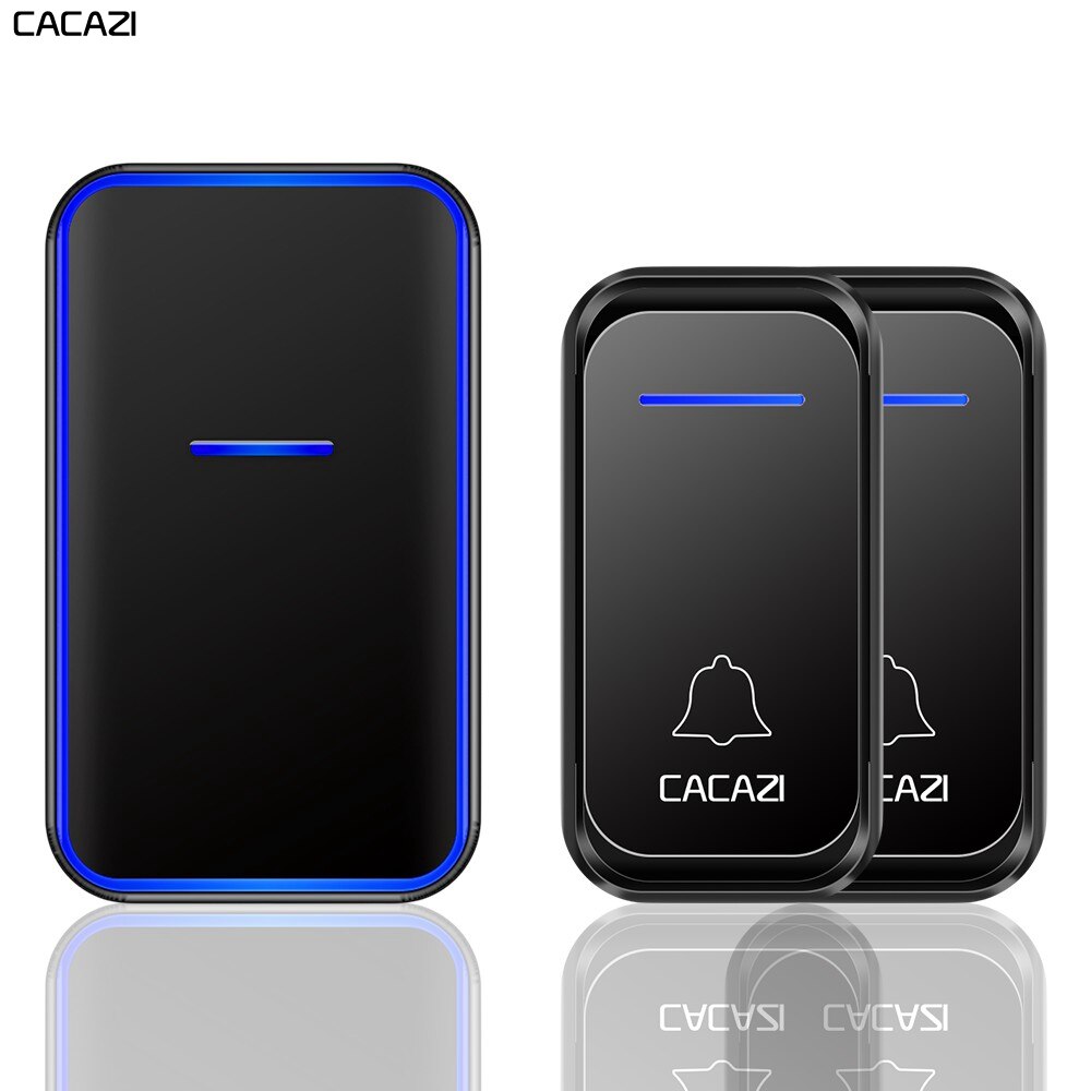 CACAZI Draadloze Deurbel Waterdicht 300M Remote 1 2 Knop 1 2 Ontvanger US EU UK Plug Smart Home Welkom bellen Deurbel