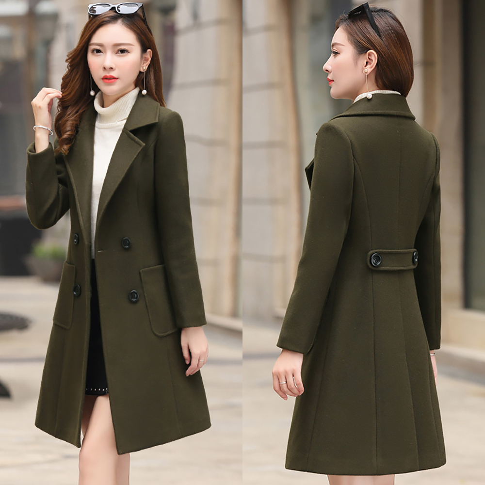 Wolle Frauen Jacke Mantel Lange Schlank Mischung Oberbekleidung Neue Herbst Winter Tragen Mantel Weibliche Damen Wolle Mäntel Jacke Kleidung