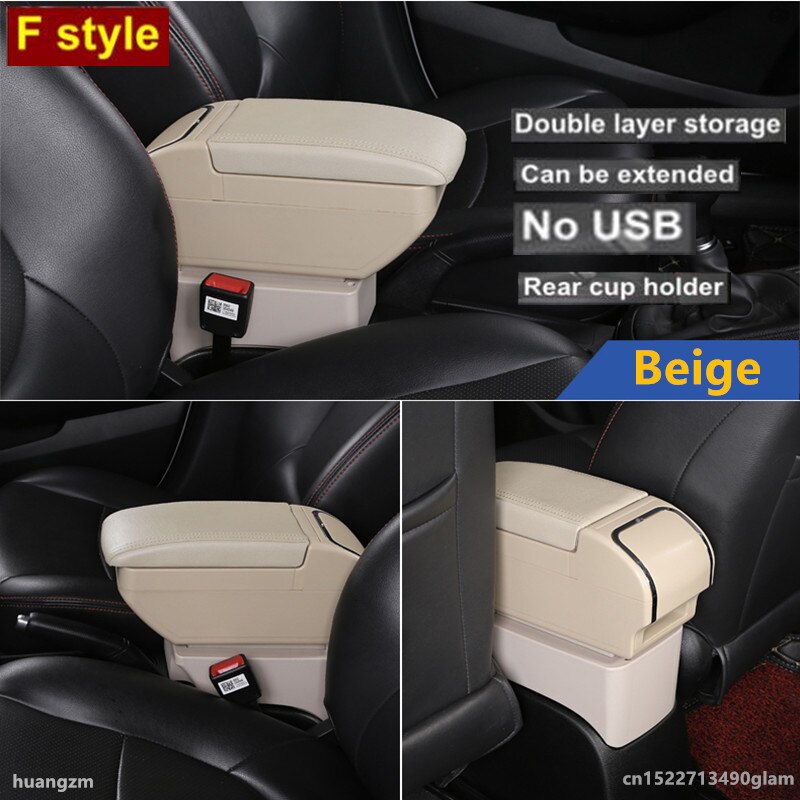 Reposabrazos para Citroen C3 C4, caja de almacenamiento, consola central, reposabrazos: F Beige No USB