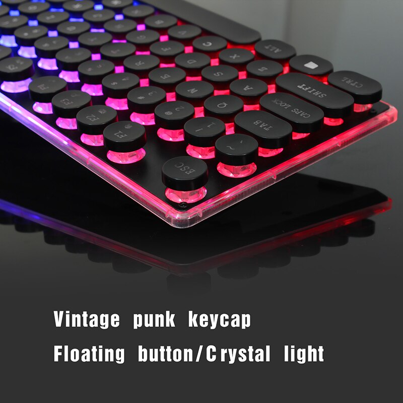 Vintage Steampunk Keyboard Rainbow 104 Keys Backlit Metal Panel Keypad With Mouse 5500dpi 3200dpi 2400dpi USB Mouse PC Computer