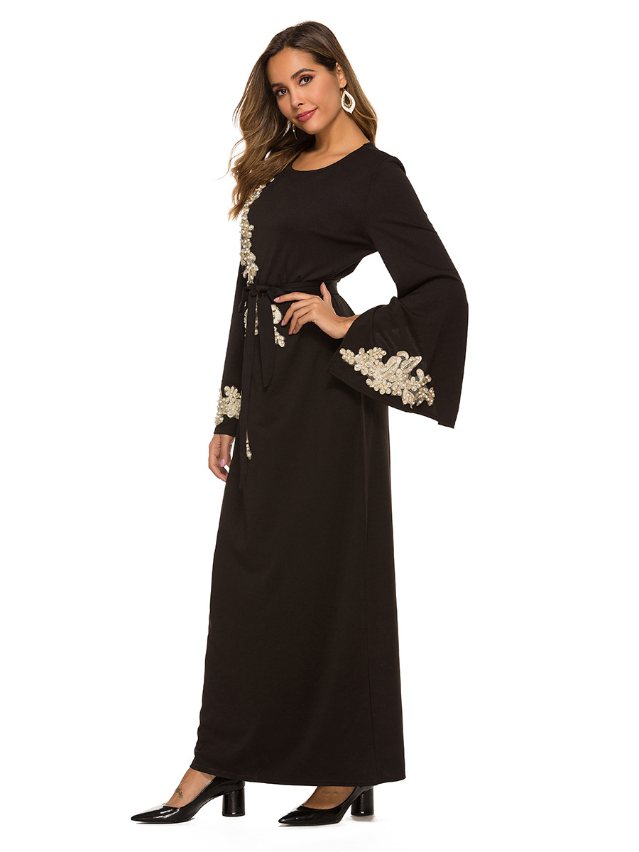 Eid Mubarak Abaya Dubai Türkei Moslemisches Hijab Kleid Kaftan Islam Kleidung Abayas Kleider Für Frauen Kleid Musulman Femme Vestidos: M / Schwarz