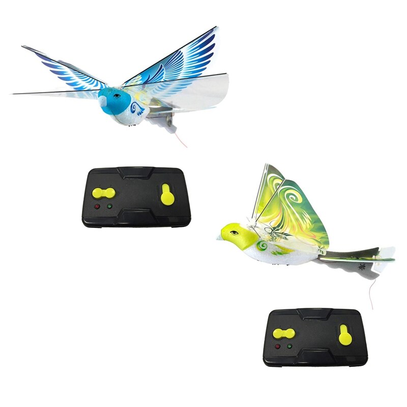 2x Remote-Controlled Bird Simulation Flapping-Wing Flight Pigeon Induction Bird Electric Eagle Remote Control Bionic Bird Blue &