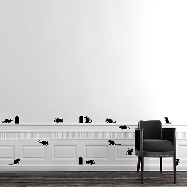 Funny Mouse Hole Wall Stickers Rat Hole Cartoon Wall Stickers Bedroom Living Room Mice On Stage Wall Decals