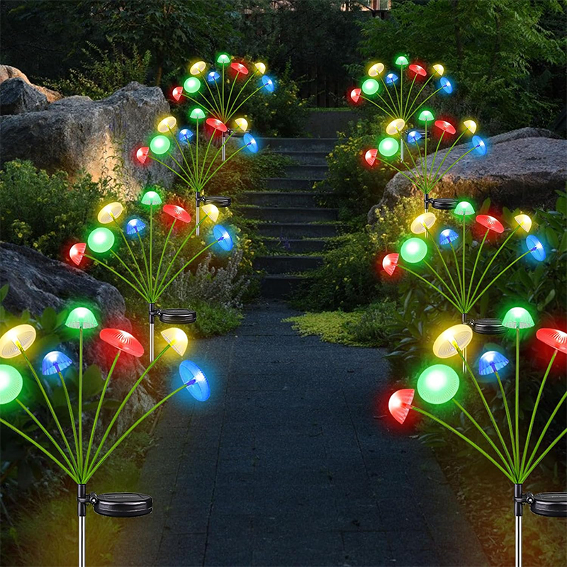 Luzes solares led jardim decorativo cogumelo medusa caminho balançar lâmpada solar para gramado ao ar livre quintal passarela pátio