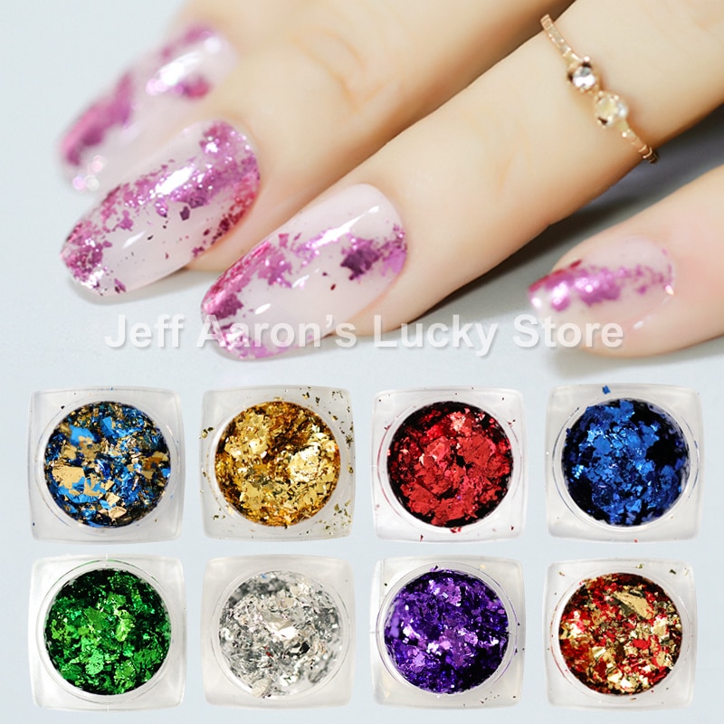 Glitter nagelfolie goud zilver decal pailletten platina papier metaal manicure nagelkunst decoratie benodigdheden gereedschap 10 kleuren beschikbaar