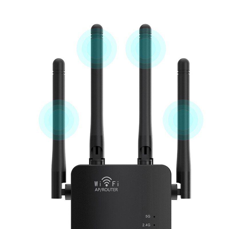 H01 Router 1200M Dual-Band Wifi Mini Enhanced Repeater High-Power Wireless Through-Wall Router for Office Home(US Plug)