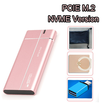 Stmagic External SSD USB3.1 128GB 256GB Portable Solid State Drive HDD 512GB 1TB Type C PSSD M.2 Sata3 hard Disk for pc macbook: 64GB / Rose gold Nvme