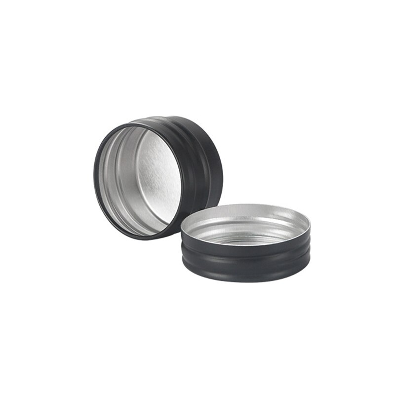 10Pcs Ronde Aluminium Tin Potten Met Venster Nail Box Thee Kaars Mini Sample Jar Lippenbalsem Tin Cosmetische Container sieraden Opslag: Single Black