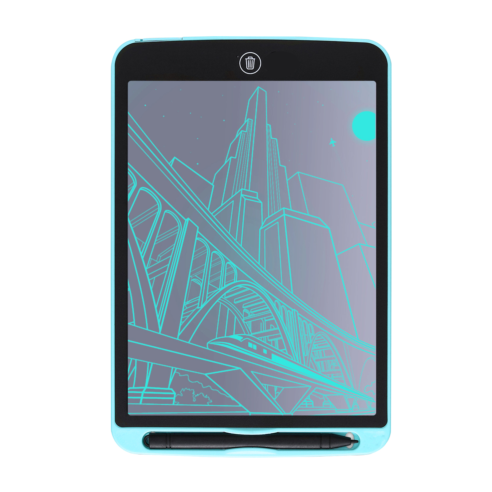 Electronic Digital Drawing Board 10.5 Inch LCD Writing Tablet Erasable Writing Pad Color Screen One-Click Erase with Lock Button: Blue Single