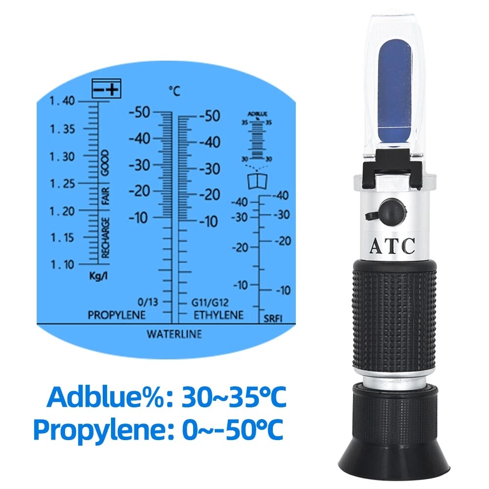 4 In 1 Hand Held Refractometer Voertuig Ureum Tester 30-35% Adblue Vloeistof Glycol Batterij Antivries Concentratie Meter Atc