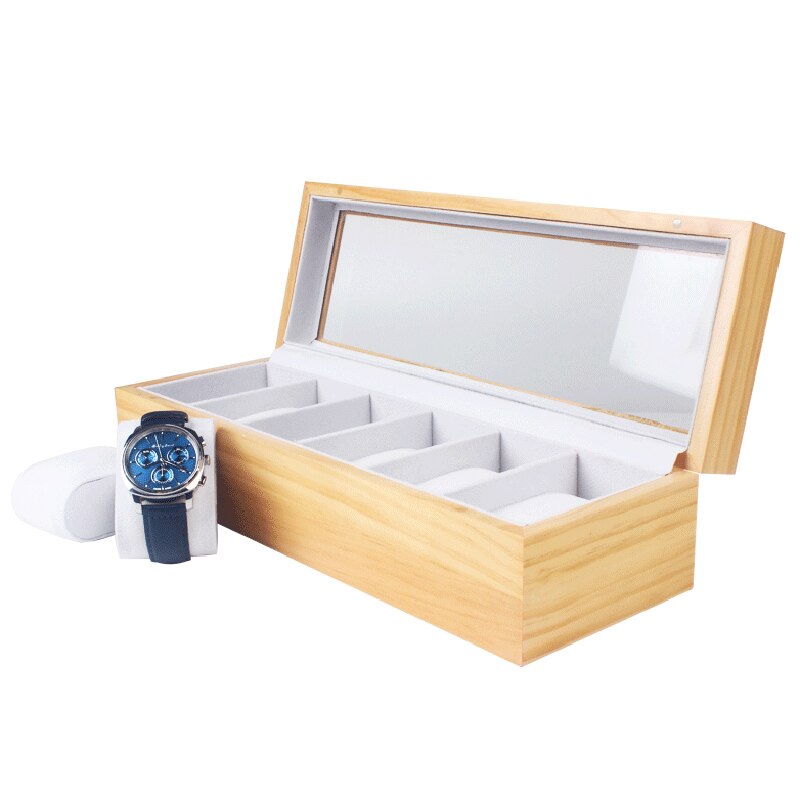Solid Wood Watch Box Organizer with Glass Display Top By Case Elegance