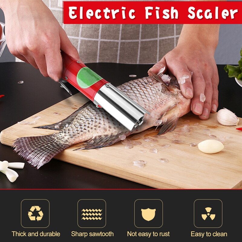 Opladning bærbar elektrisk fisk scaler remover renser fiske scalers ren batteri afkalker skraber fisk og skaldyr kniv værktøj køkken