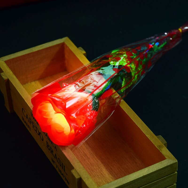 Rosa brillante de juguete para Día de San Valentín, lámpara de emulación, ramo de flores luminiscentes, juguetes luminosos A019