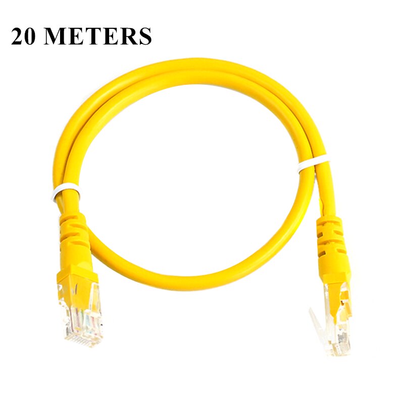 RJ45 CAT5 Ethernet Lan Network Cable Adapter For Computer Modem Anti-interference Yellow Extension Cord RJ45 connector: 20meters