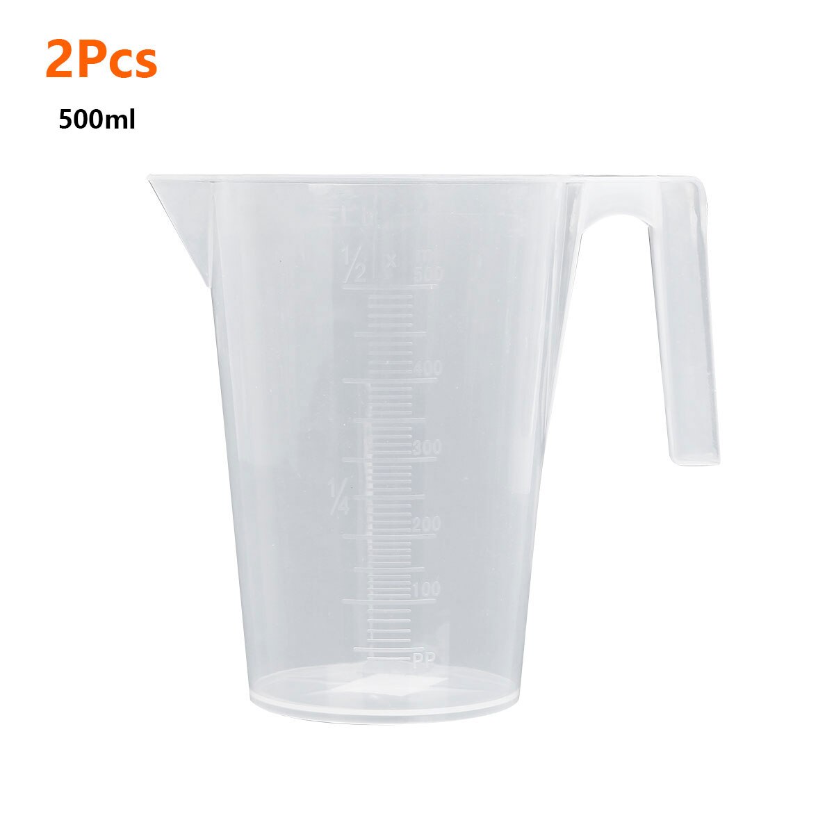 2Pc Kitchen Measuring Tools Clear Plastic Pour Measuring Cups Stackable Graduated Spout Pitcher with Handle Durable Measure Jugs: Clear 500ml