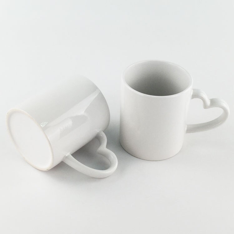 350ML 12oz Ceramic Mug Blank For Sublimation Print: Heart Handle
