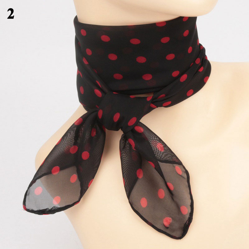 Foulard en mousseline de soie 65x65cm, carré, à pois, à la , pour femmes, châles, cravates, bandes, châles: 2