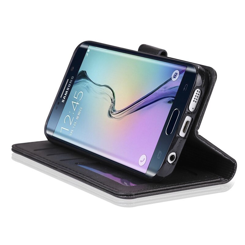 Étui en cuir à rabat pour Samsung Galaxy S6, portefeuille magnétique, Vintage, avec fente pour carte
