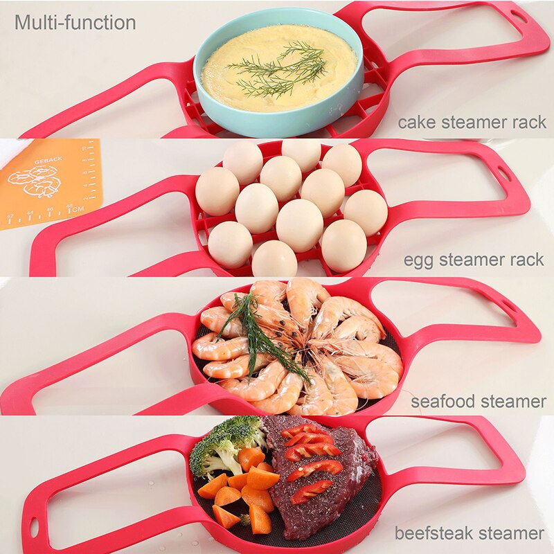 Silicone Trivet Sling Lifter For Pressure Cooker Bakeware Multi-functional Cooker Heat Resistant Egg Steamer Rack