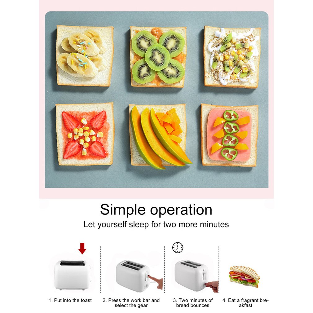 Automatic Toaster 2-slice Breakfast Sandwich Maker Machine 800W 220V 7-speeds Baking Cooking Appliances Home Office Toaster 60hz
