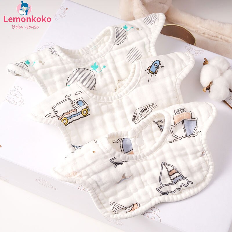 Garza di Cotone Del Bambino Rotondo Petalo Bib Traspirante Assorbimento di Acqua Della Bocca Del Bambino di Acqua Asciugamano Carino Cartone Animato per Bambini Bib