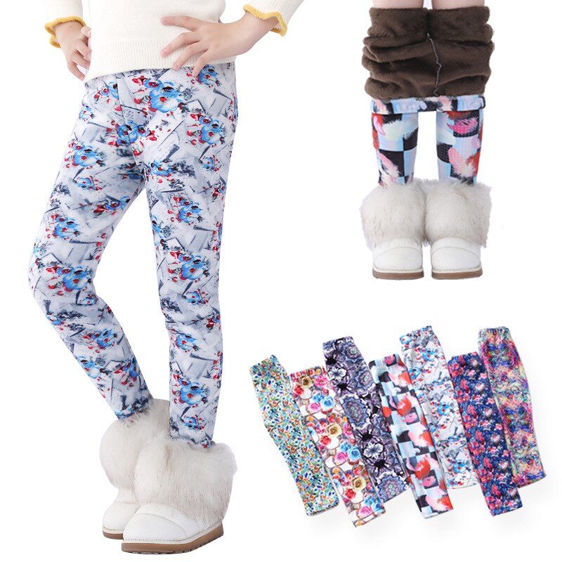 Leggings con estampado Floral para niños y niñas, pantalones pitillo cálidos para Primavera, invierno,