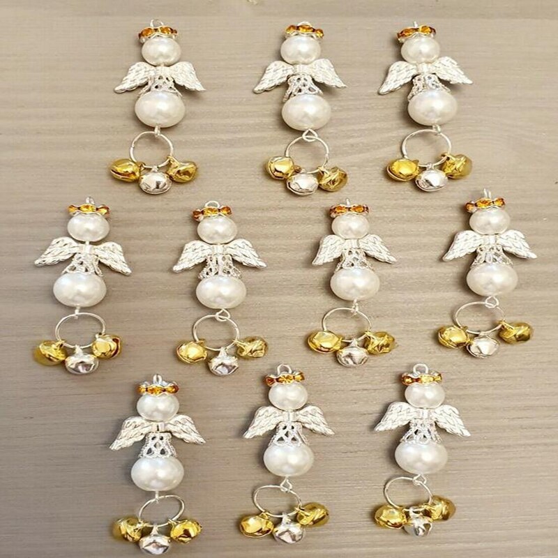 Vintage englevinger sjarm metall hjerte regnbue perler bjeller anheng for halskjede armbånd smykker å lage julebijoux