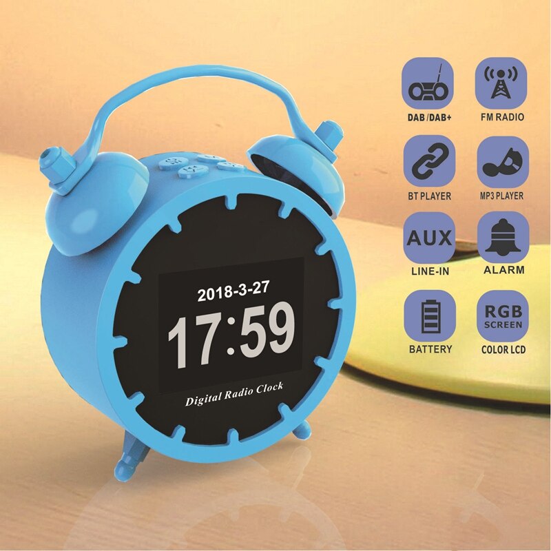 Mini dab/dab-radio, draagbare fm-wekkerradio, bluetooth-muziekspeler, oplaadbaar met tf-kaart, volledig kleuren lcd-scherm, sn bluetooth-muziek