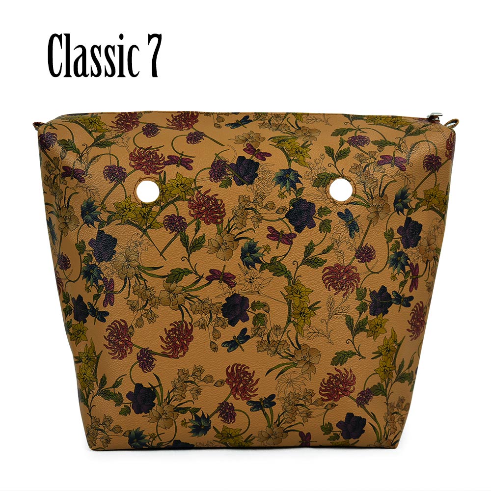 Inner Zipper Pocket Floral PU Leather Lining Waterproof Insert for Big Classic Mini Obag EVA O BAG Women Handbag: Classic 7